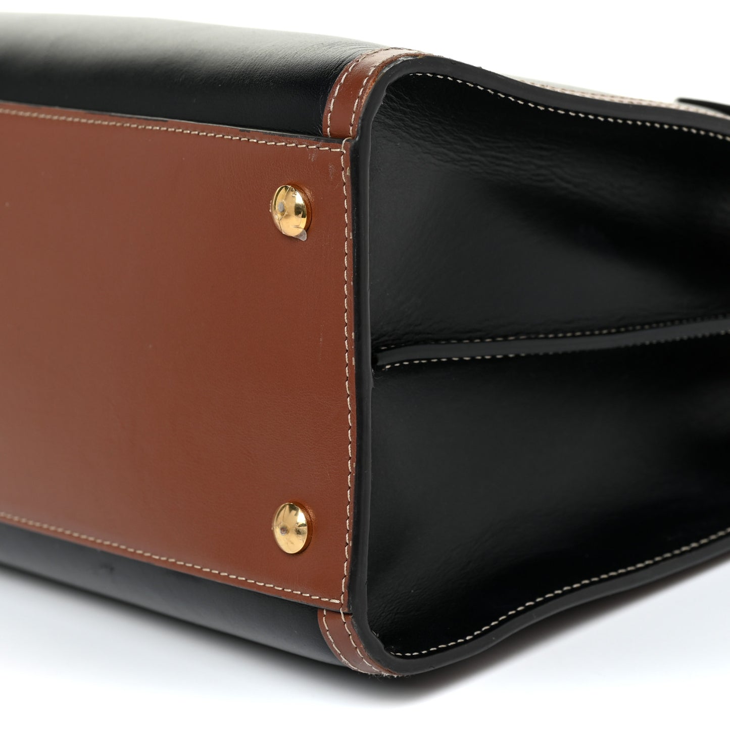 Calfskin Vintage Check Small Two Handle Title Bag Black