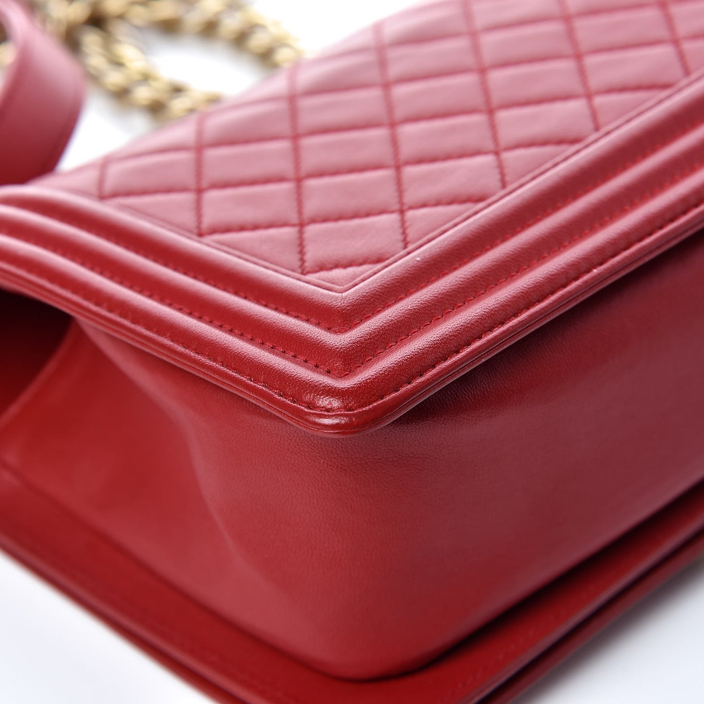 Lambskin Quilted Medium Boy Flap Red