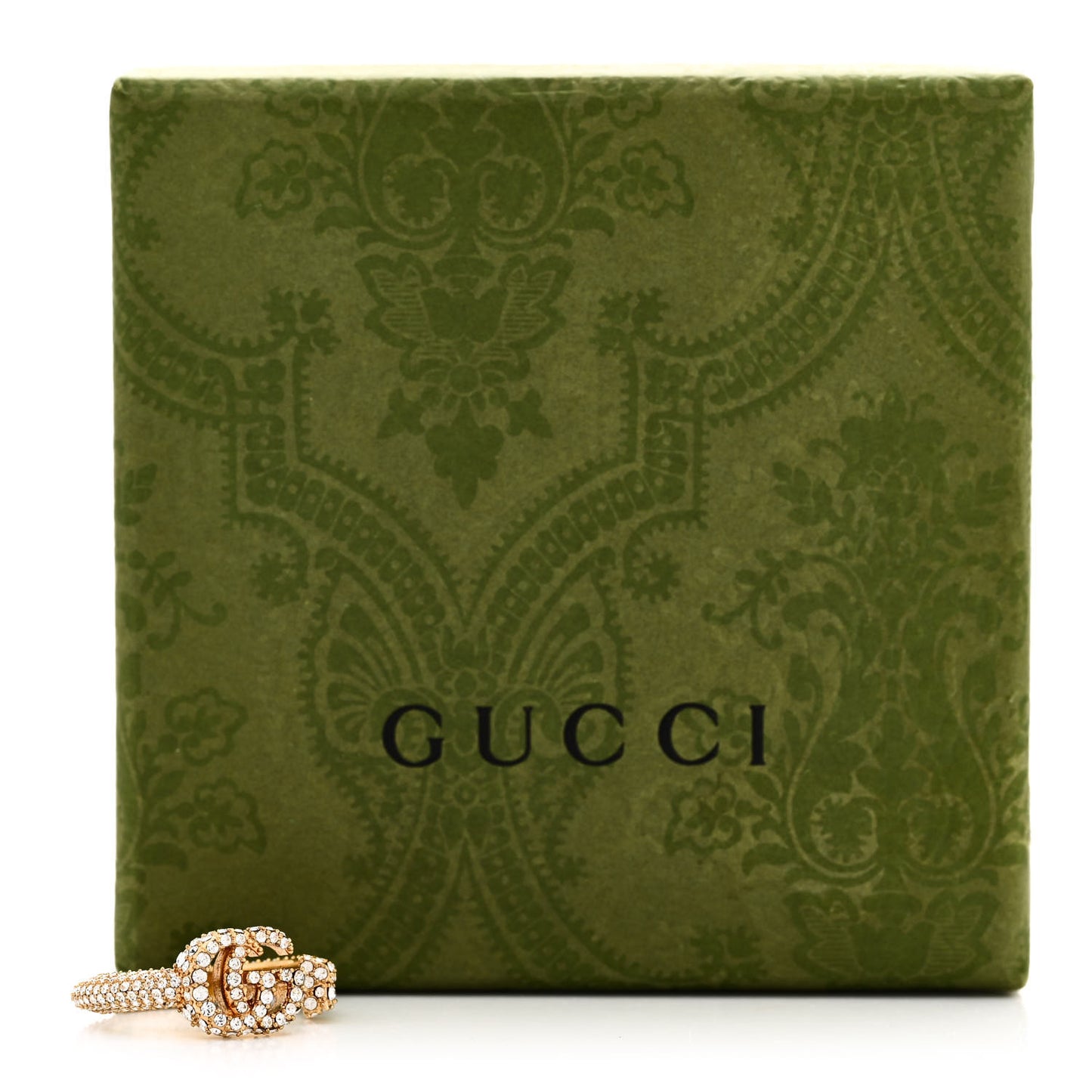 Crystal Double G Ring M 56 7.5 Aged Gold
