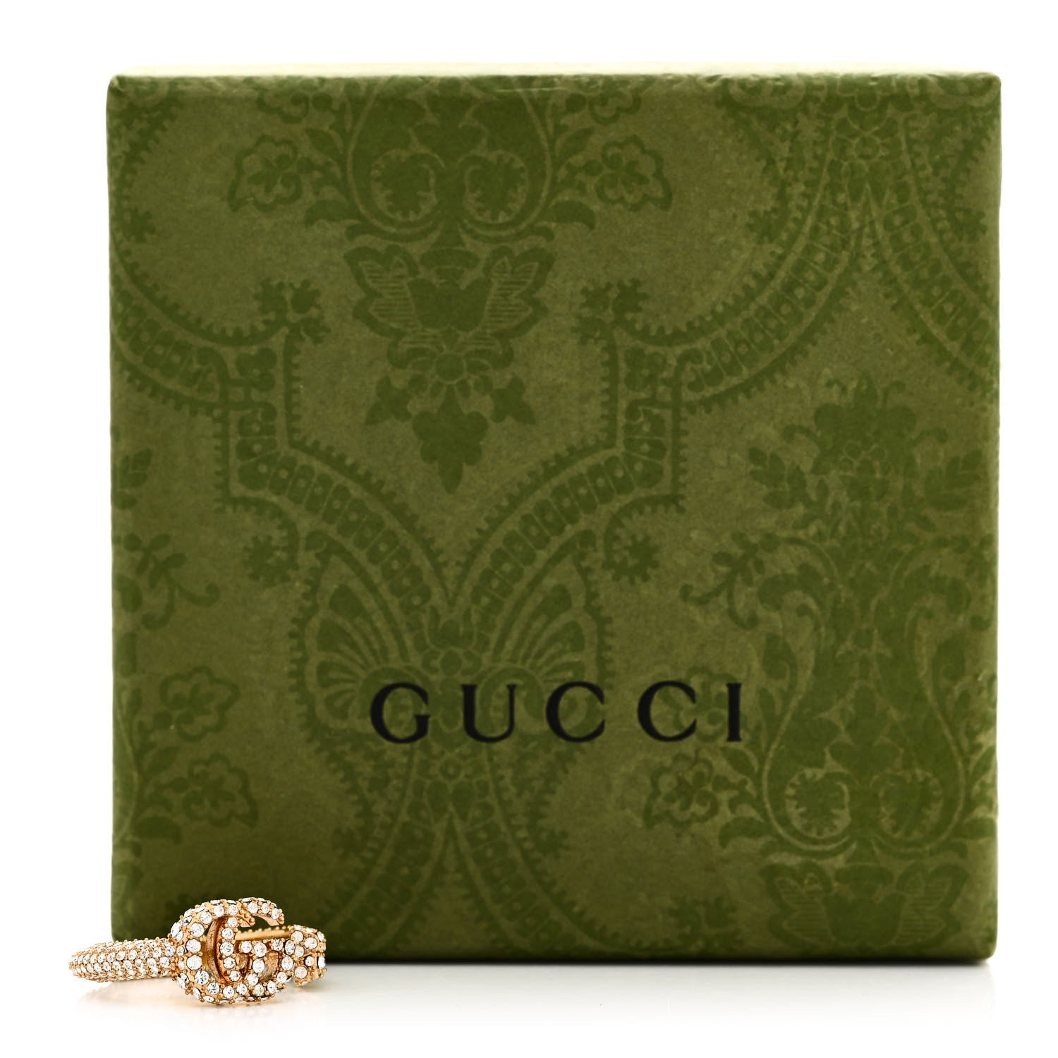 Gucci Crystal Double G Ring M 56 7.5 Aged Gold 7 of 7