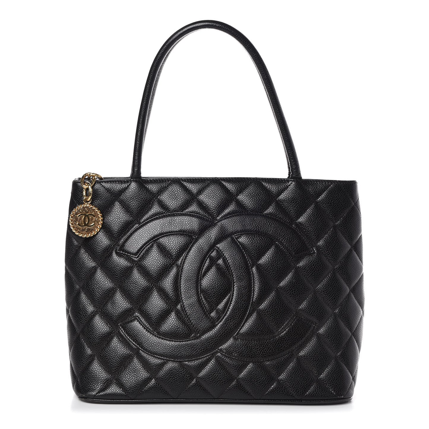 Caviar Quilted Medallion Tote Black