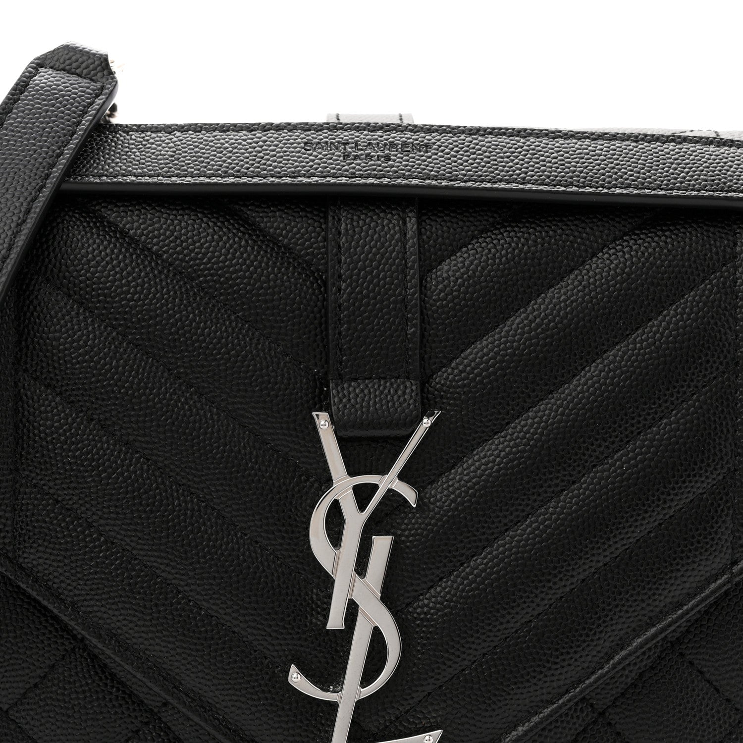 Saint Laurent Grain De Poudre Textured Mixed Matelasse Triquilt Medium Monogram Satchel Black 8 of 11