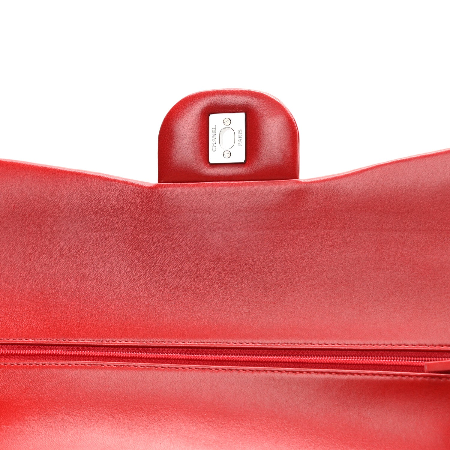 Chanel Lambskin Quilted Jumbo Double Flap Red 12 of 13