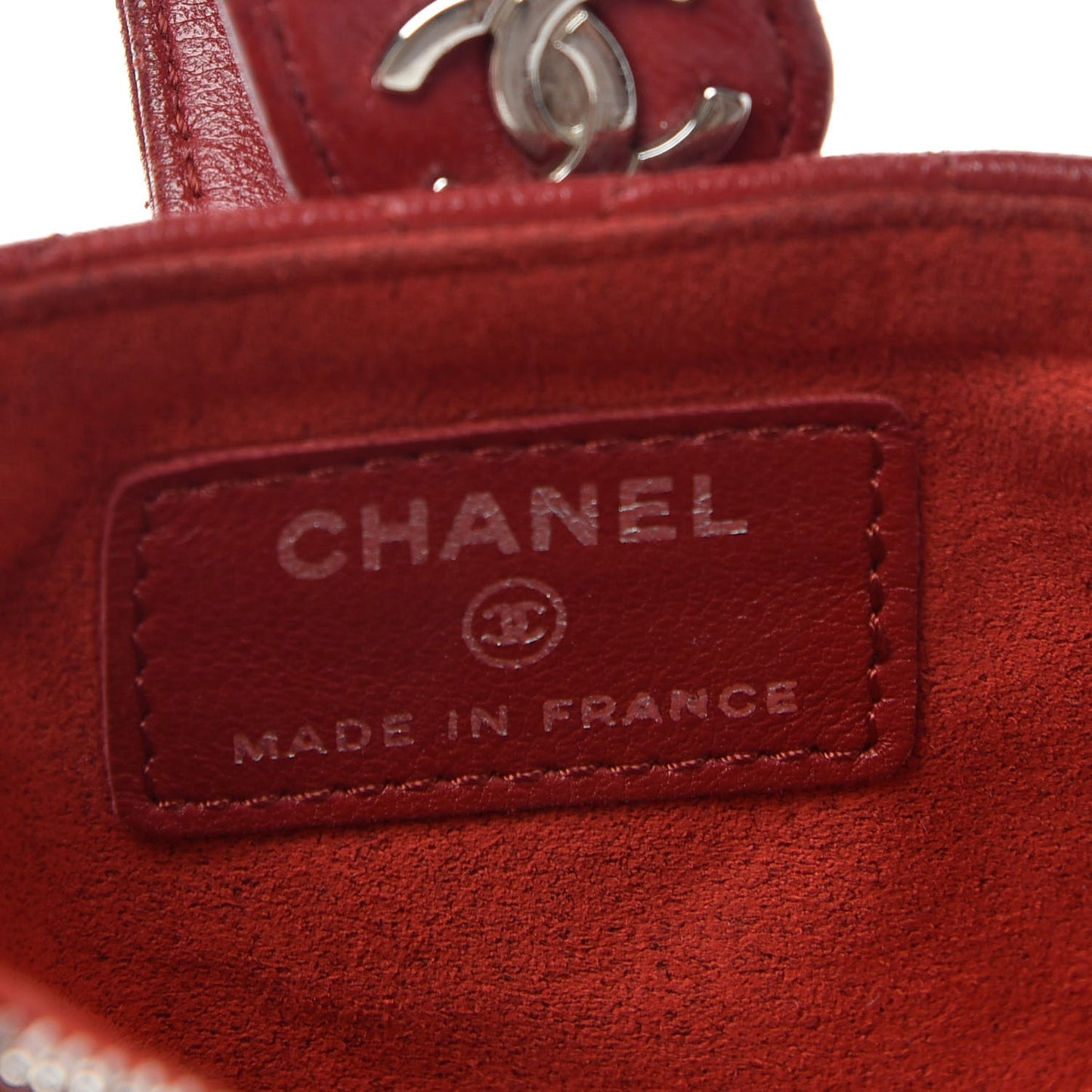 Lambskin Quilted Mini Phone Holder Clutch Red