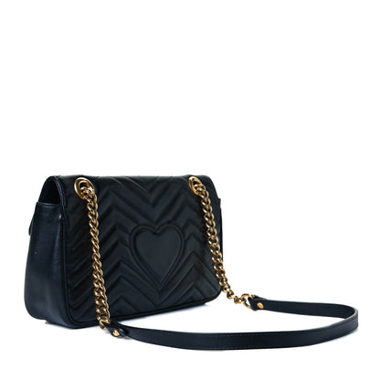 Gucci Calfskin Matelasse Small GG Marmont Shoulder Bag Black 3 of 15