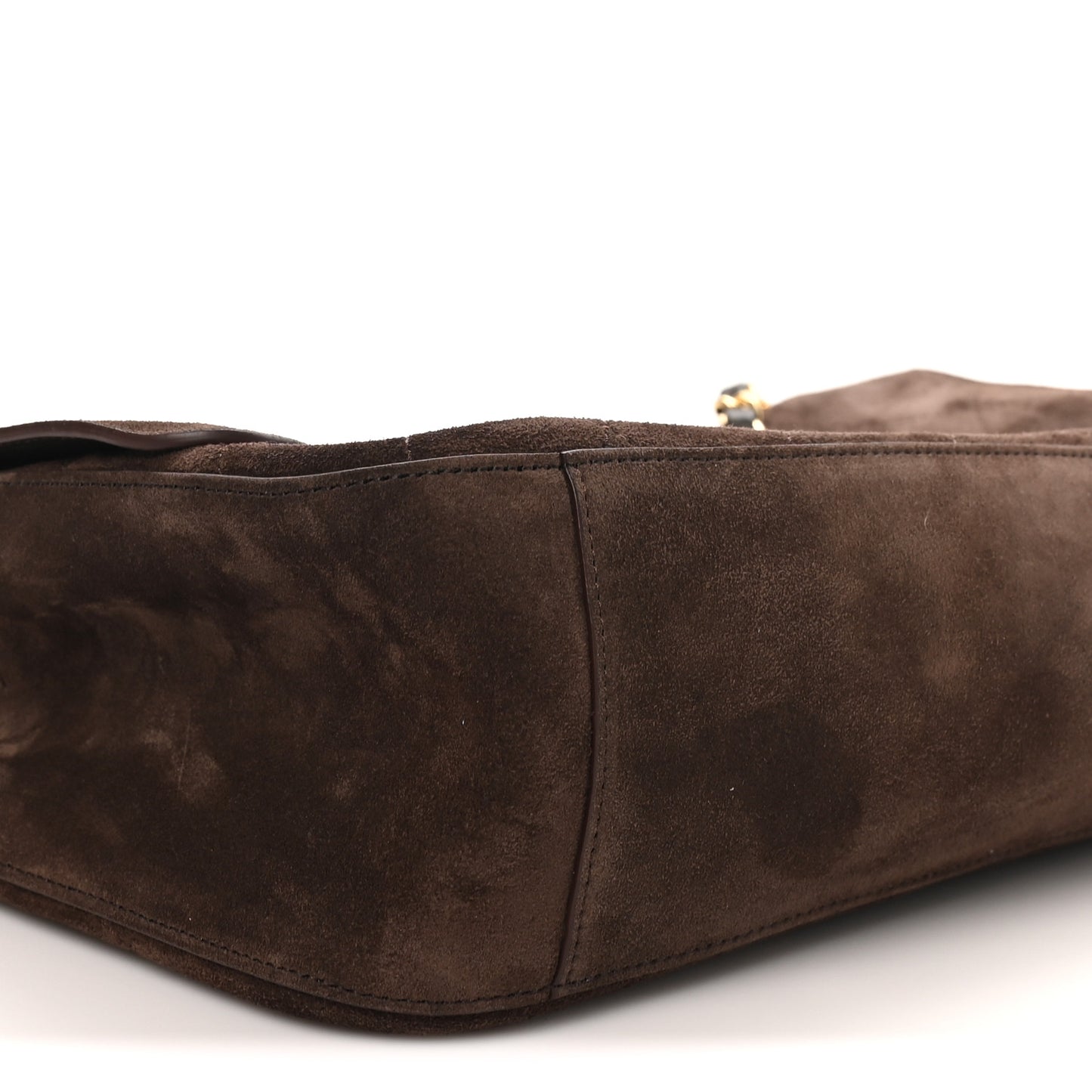 Suede Calfskin Small Souplissimo Maxi Flap Dark Brown