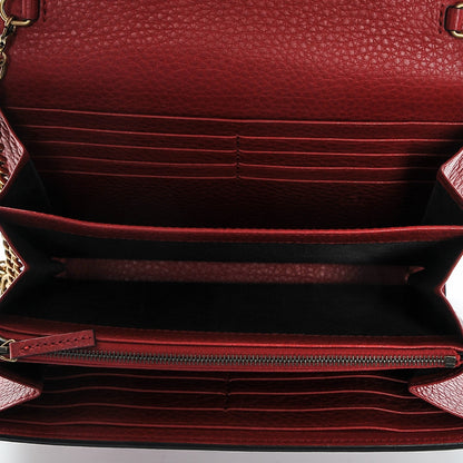 Gucci Calfskin GG Marmont Chain Wallet Vulcanic Red 5 of 6