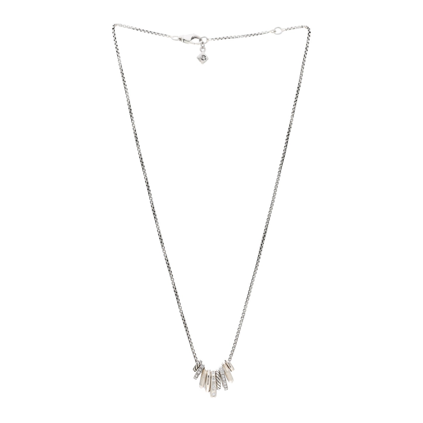 Sterling Silver Diamond Stax Rondelle Pendant Necklace