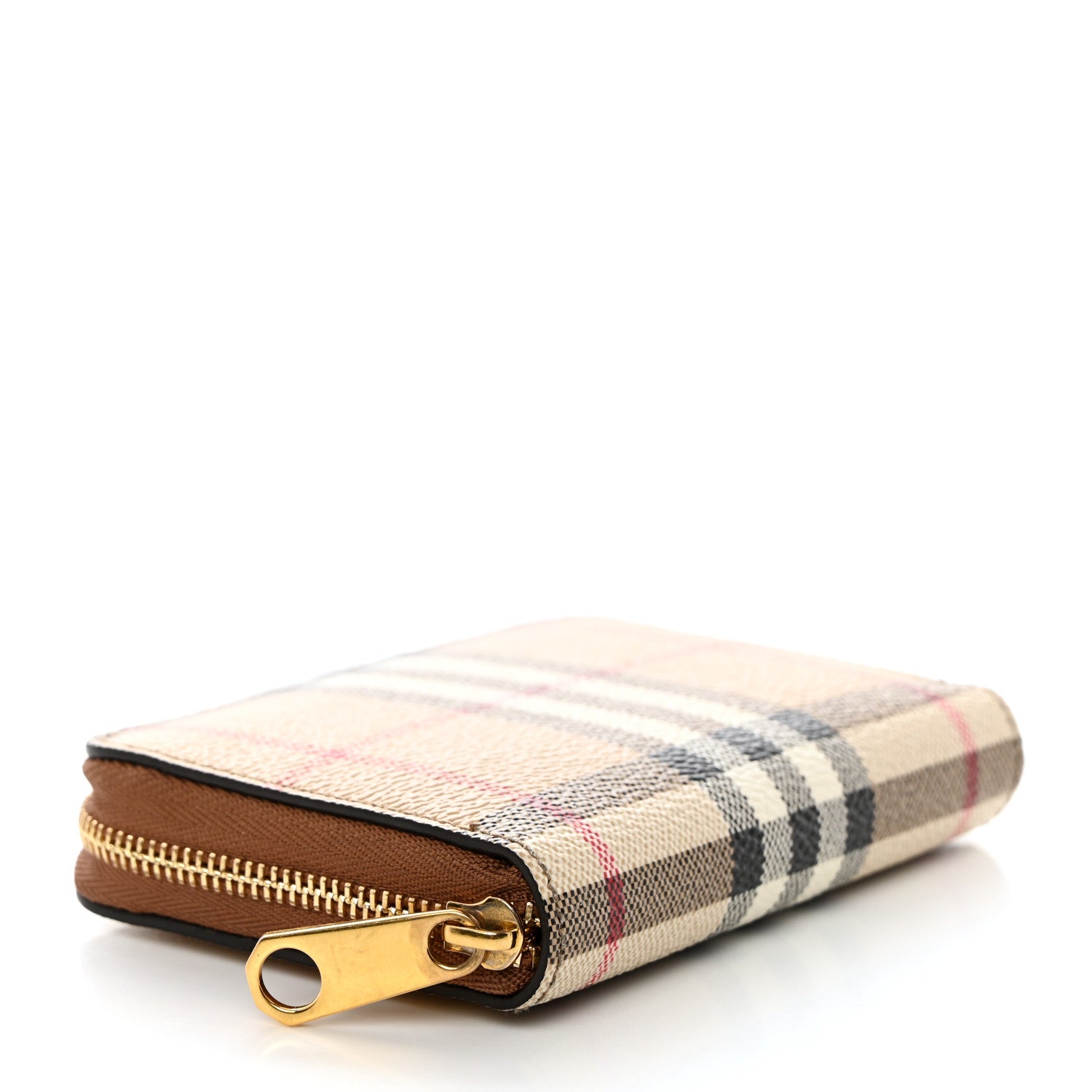 Burberry E-Canvas Vintage Check Mini Zip Around Wallet Birch Brown 4 of 8
