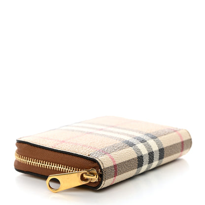 Burberry E-Canvas Vintage Check Mini Zip Around Wallet Birch Brown 4 of 8