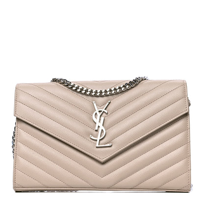Saint Laurent Grain De Poudre Matelasse Chevron Monogram Chain Wallet Rose Poudre 1 of 4