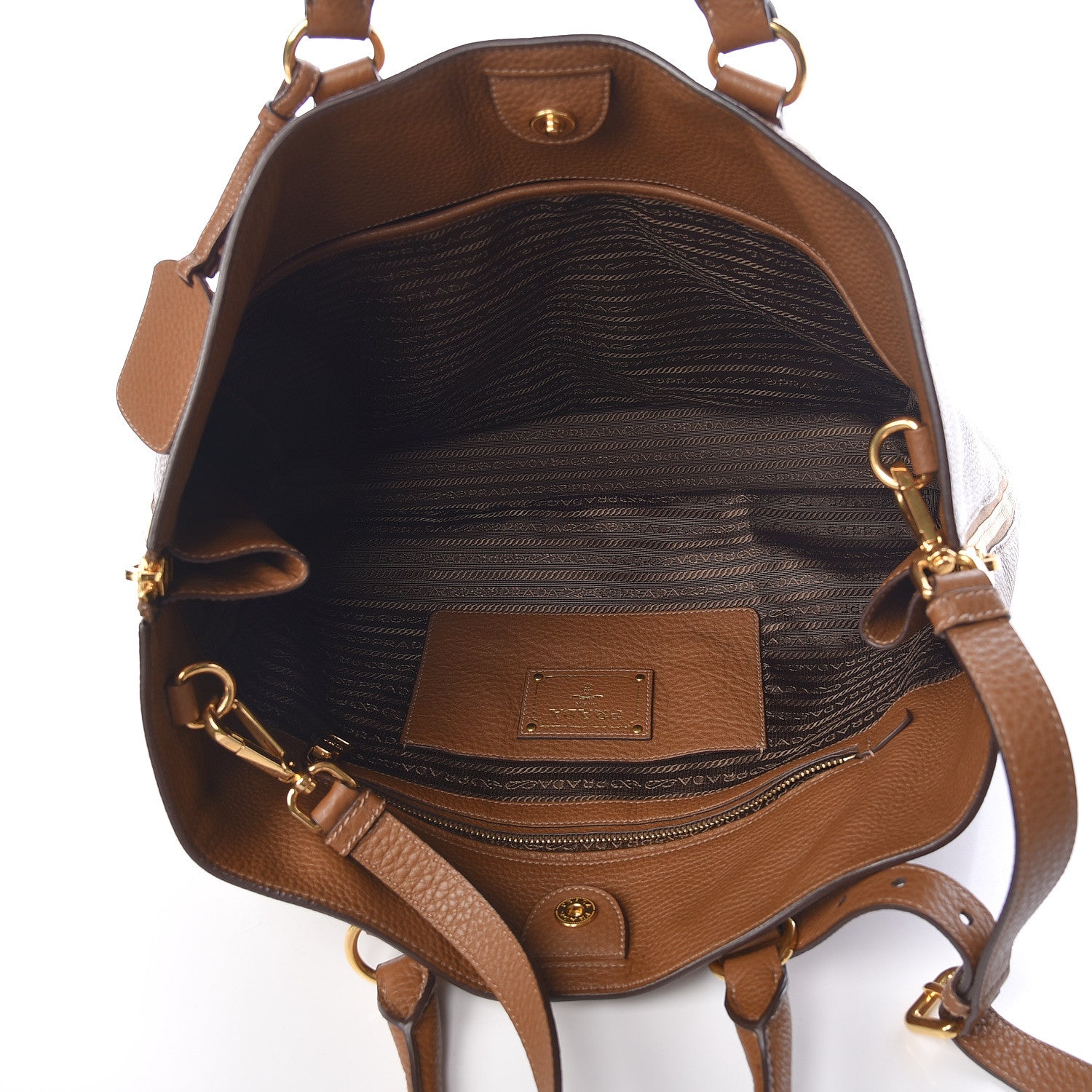 Prada Vitello Daino Side Zip Tote Cannella 6 of 10