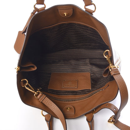 Prada Vitello Daino Side Zip Tote Cannella 6 of 10
