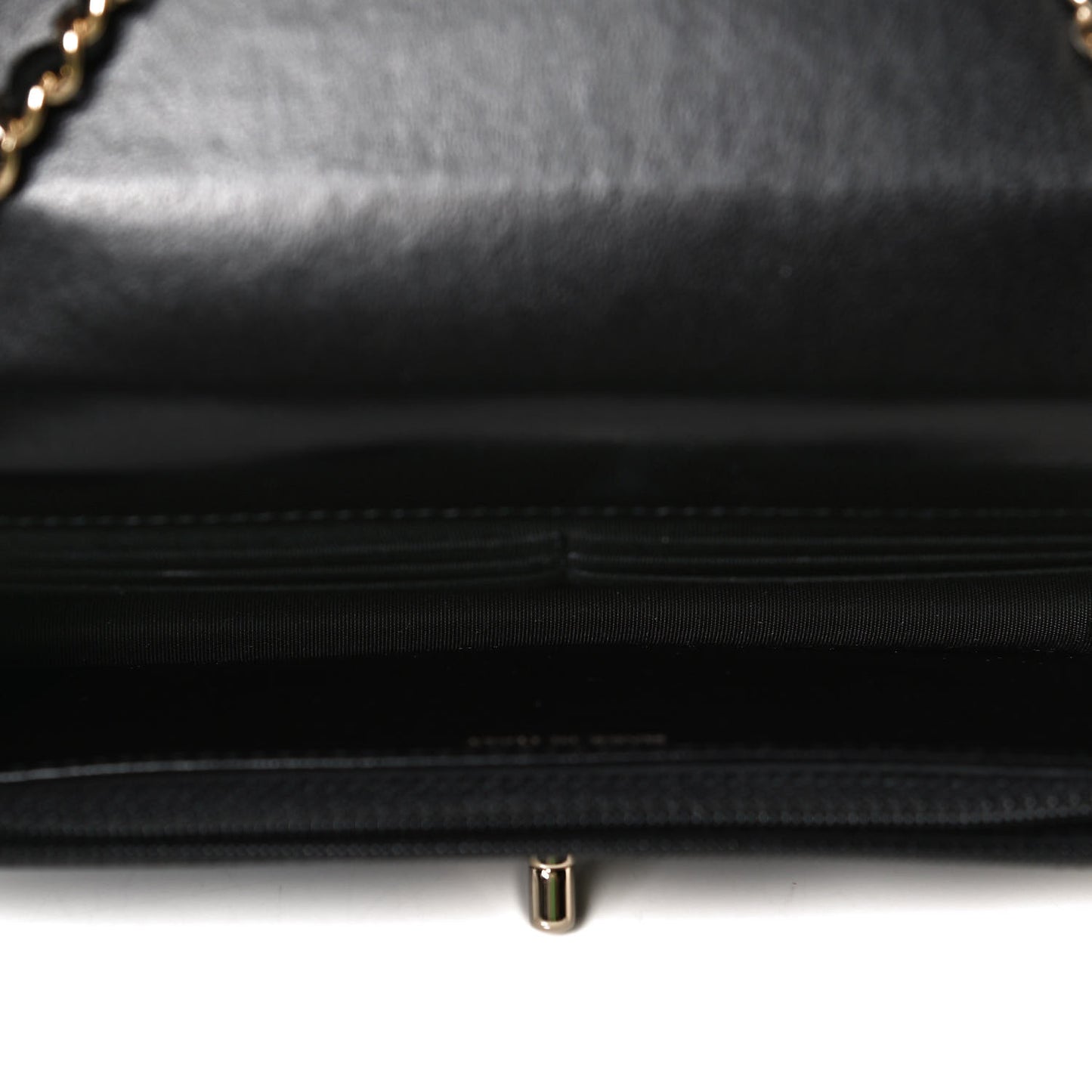 Lambskin Quilted Trendy CC Wallet On Chain WOC Black