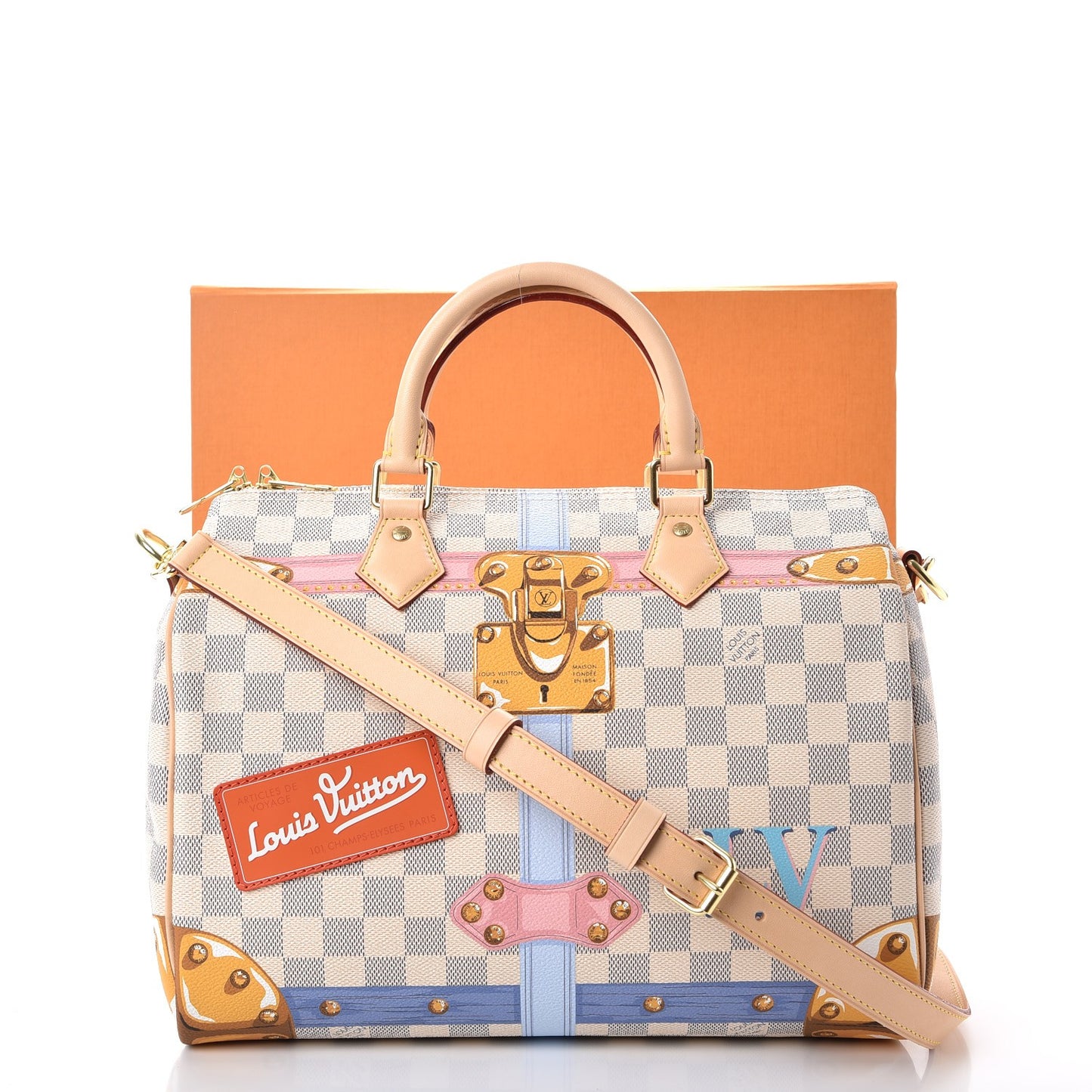 Damier Azur Summer Trunks Speedy Bandouliere 30