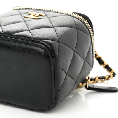 Chanel Lambskin Quilted Top Handle Mini Vanity Case With Chain Black 10 of 10
