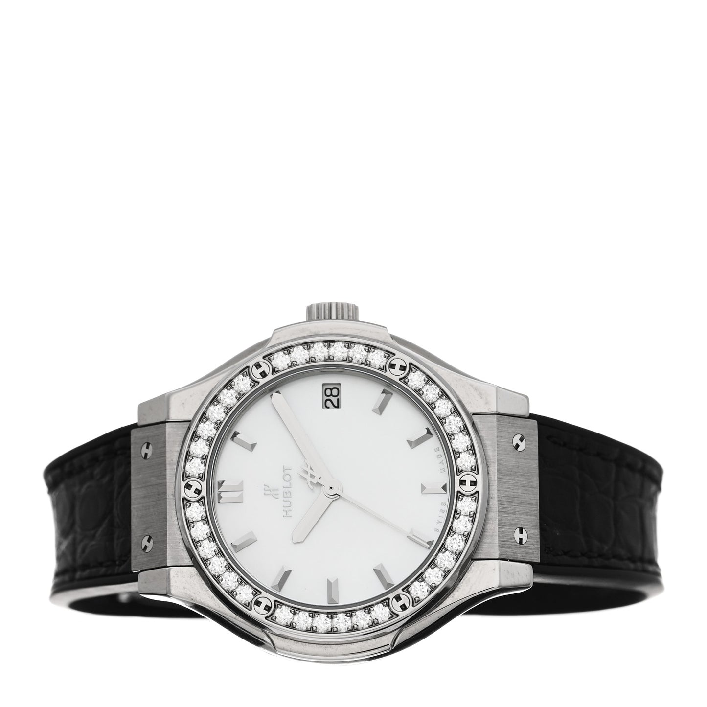 Titanium Alligator Diamond Bezel 33mm Classic Fusion Quartz Watch 581.NE.6070.LR.1204