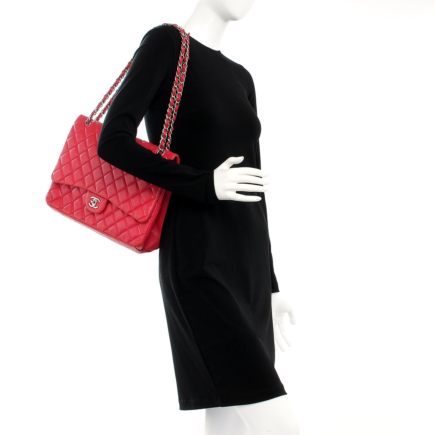 Chanel Lambskin Quilted Maxi Single Flap Fuchsia 2 of 9