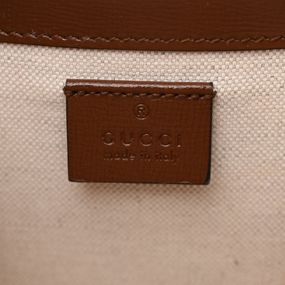 Gucci GG Supreme Monogram Azalea Calfskin Mini Horsebit 1955 Foldover Top Handle Bag Beige Ebony Brown Sugar 6 of 11