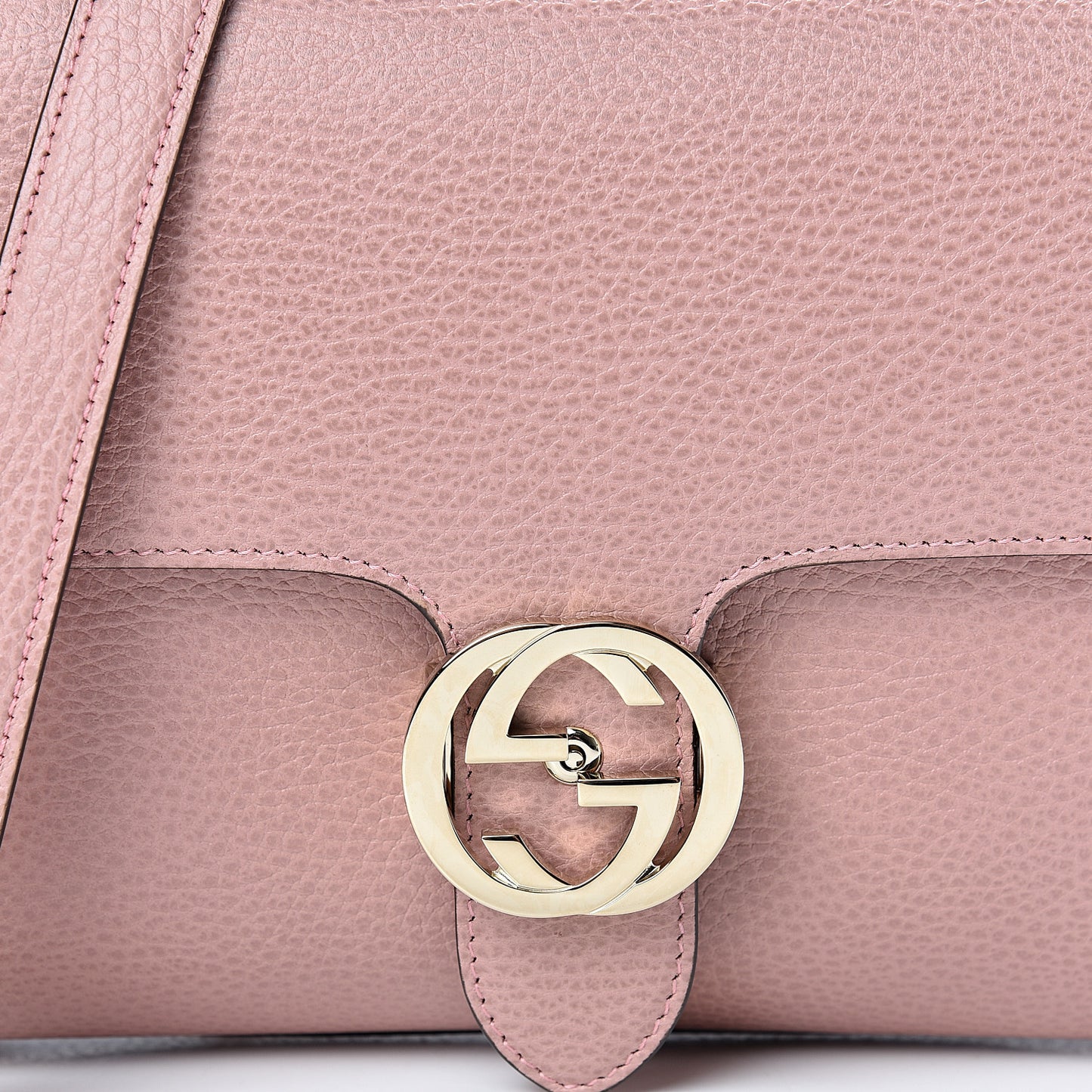 Dollar Calfskin Interlocking G Top Handle Shoulder Bag Soft Pink