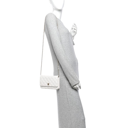 Chanel Caviar Quilted CC Turnlock Wallet On Chain WOC White 2 of 13