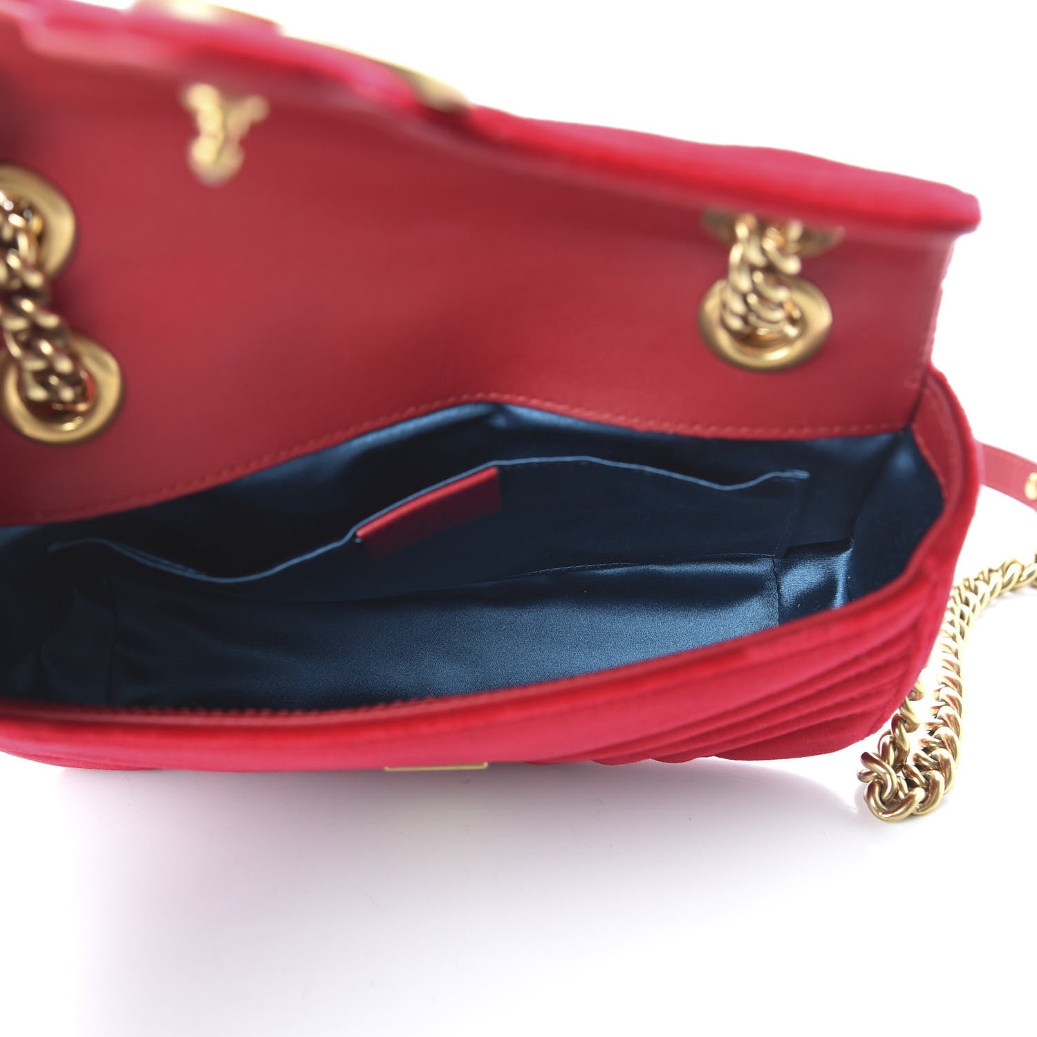 Gucci Velvet Matelasse Mini GG Marmont Shoulder Bag Hibiscus Red 5 of 10