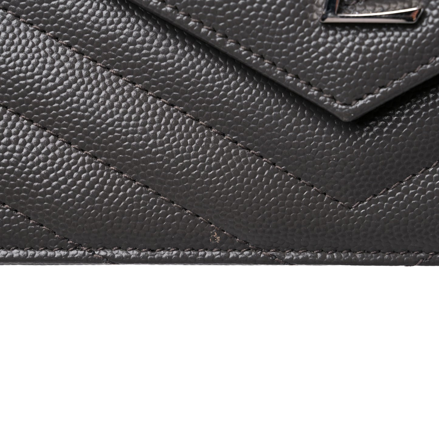 Grain De Poudre Matelasse Chevron Monogram Envelope Chain Wallet Gray