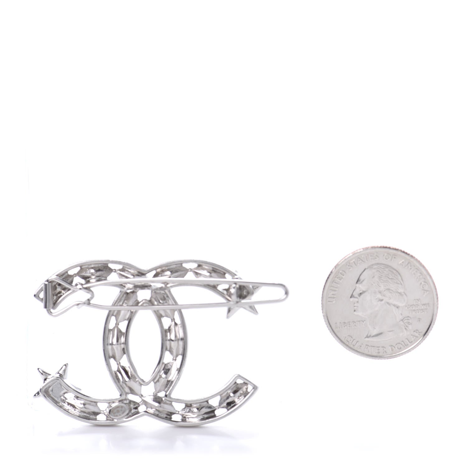 Chanel Crystal Starfall CC Hair Clip Silver 2 of 5