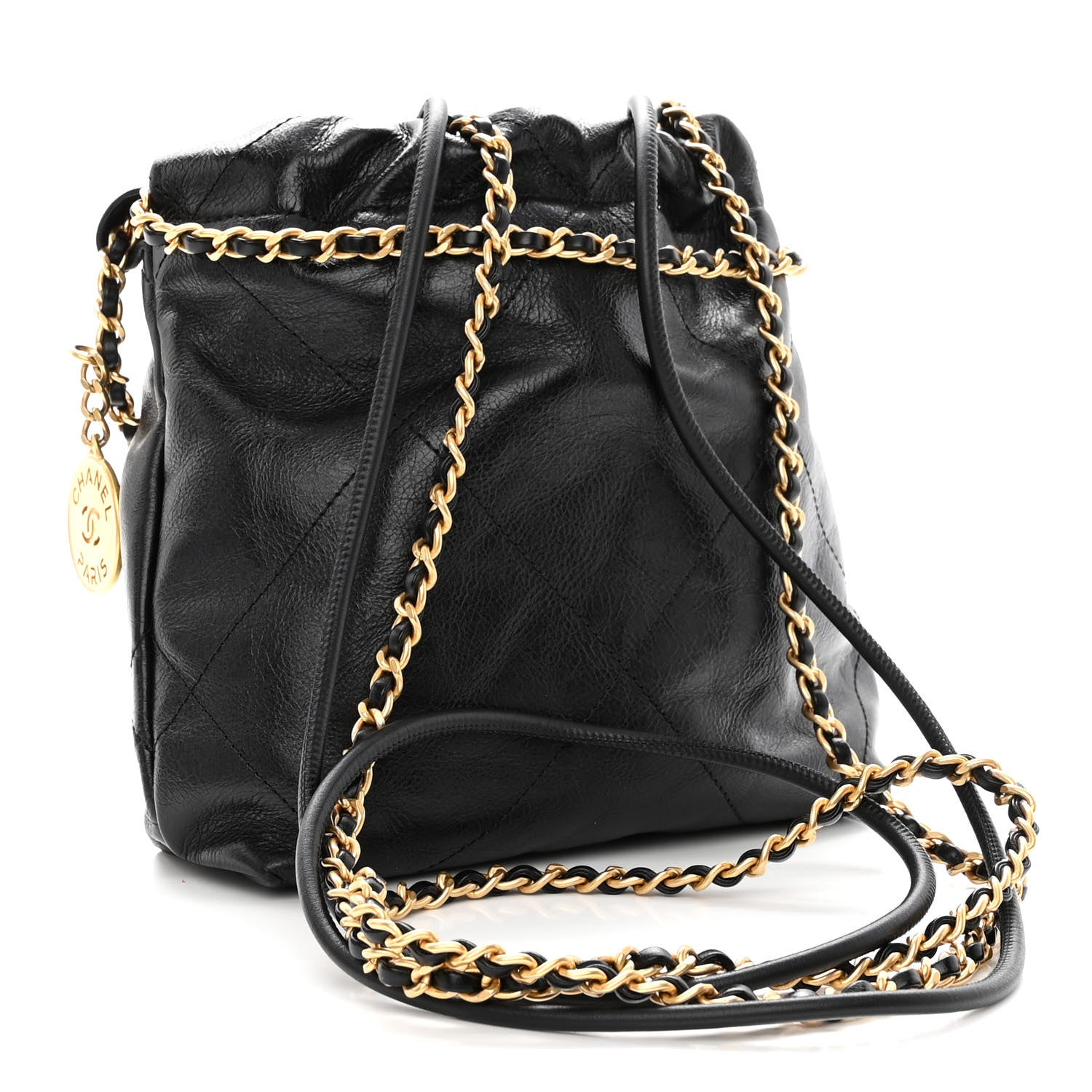 Chanel Shiny Crumpled Calfskin Quilted Pearl Mini Chanel 22 Black 3 of 10