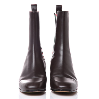 Gucci Calfskin Web Karen Ankle Boots 37 Black 2 of 13