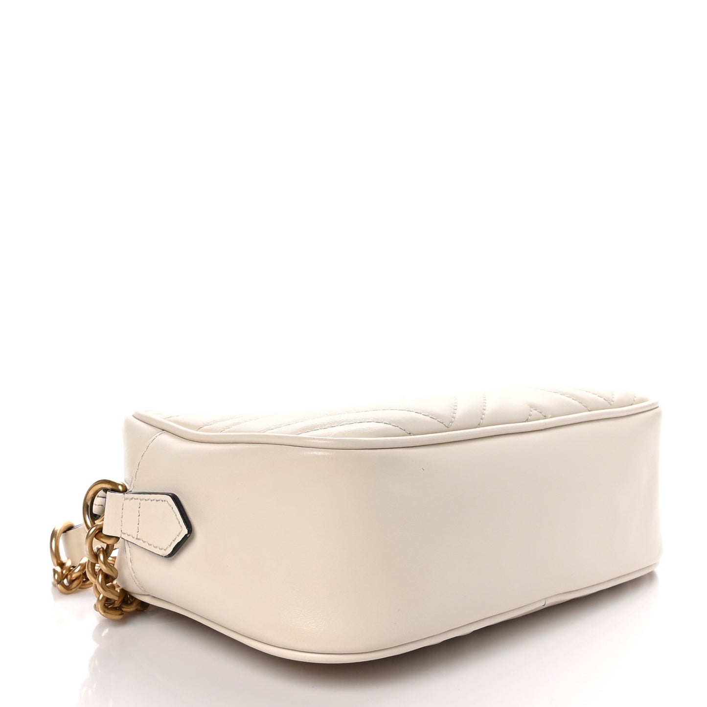 Calfskin Matelasse Small GG Marmont Chain Shoulder Bag White