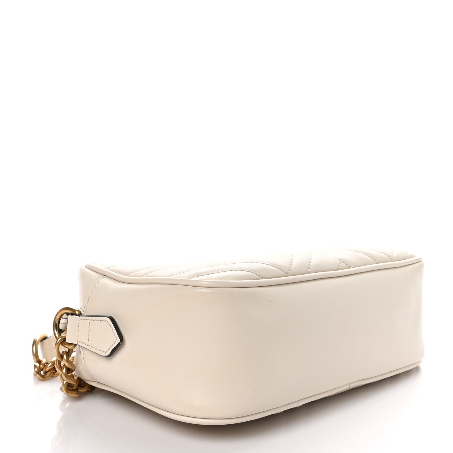 Gucci Calfskin Matelasse Small GG Marmont Chain Shoulder Bag White 4 of 9