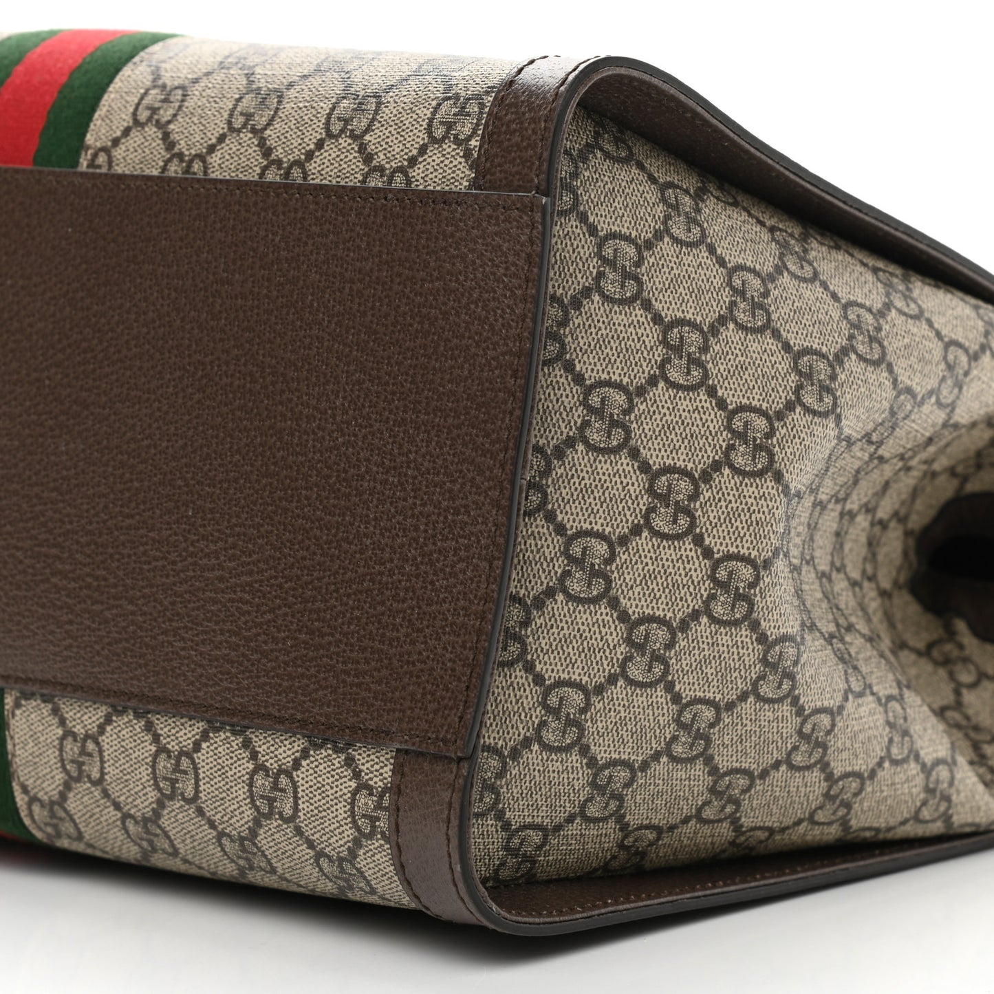 GG Supreme Monogram Web Medium Ophidia Tote Bag Brown