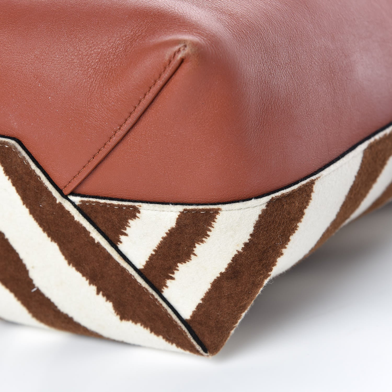 Celine Shiny Smooth Calfskin Zebra Printed Calf Hair Small Twisted Cabas Chalk Brick 11 of 12