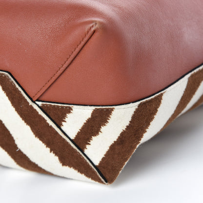 Celine Shiny Smooth Calfskin Zebra Printed Calf Hair Small Twisted Cabas Chalk Brick 11 of 12