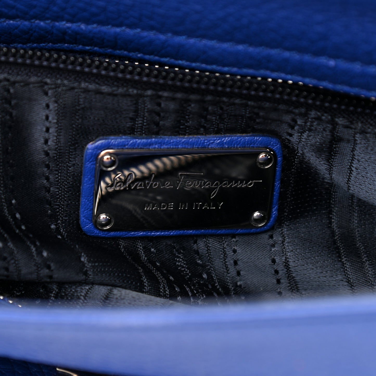 Grained Calfskin Sofia Satchel Blue