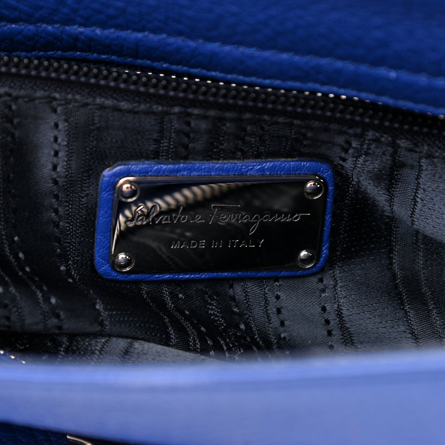 Salvatore Ferragamo Grained Calfskin Sofia Satchel Blue 6 of 12