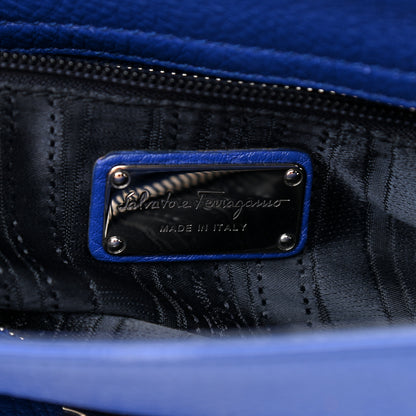 Salvatore Ferragamo Grained Calfskin Sofia Satchel Blue 6 of 12