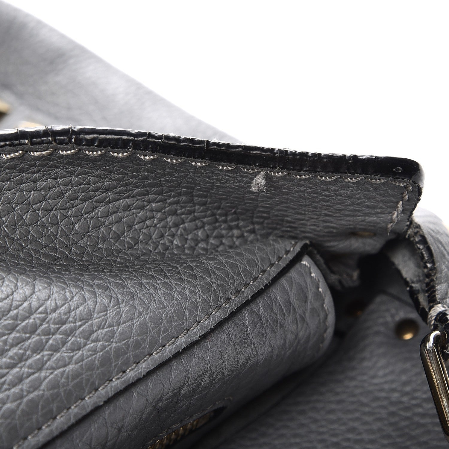 Valentino Garavani Pebbled Calfskin Large Rockstud Flip-Lock Messenger Bag Grey 9 of 14