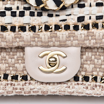 Chanel Tweed Chain Braid Mini Flap Beige White Black 10 of 12