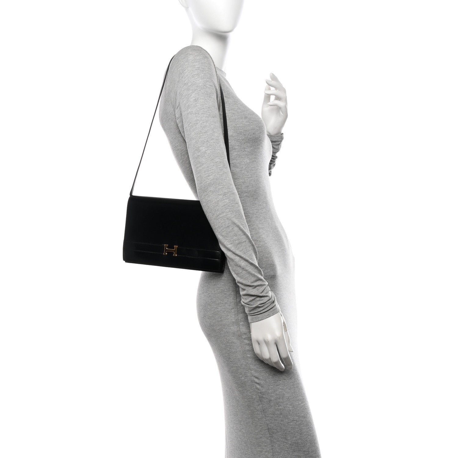Hermes Box Annie Clutch Shoulder Bag Black 2 of 13