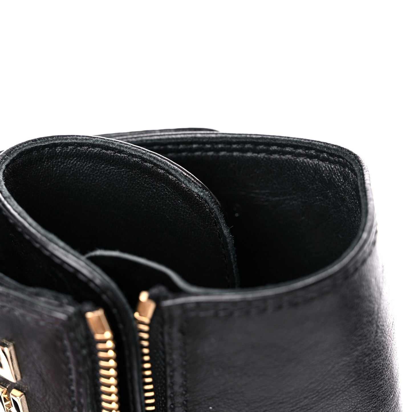 Calfskin Patent Cap Toe Boots 38.5 Black