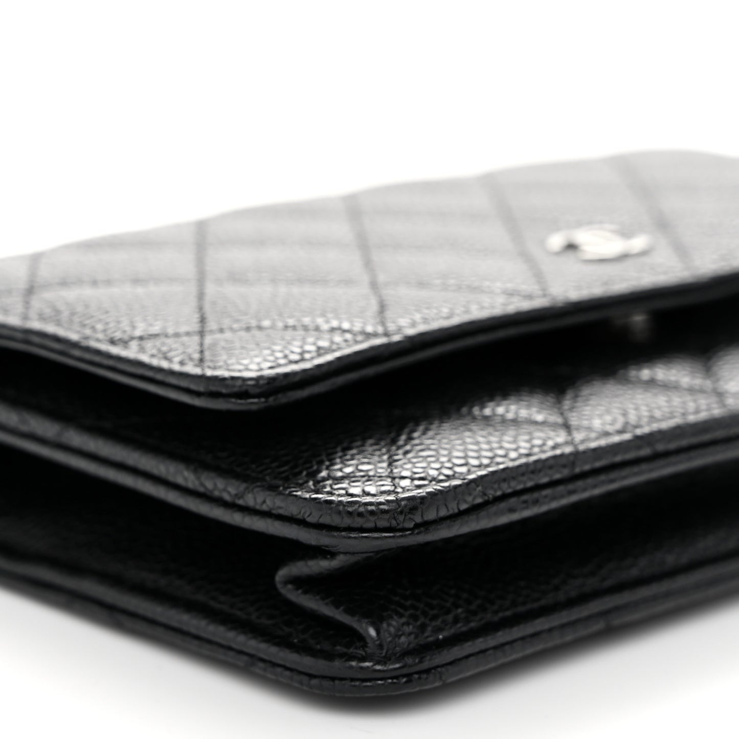 Caviar Quilted Wallet on Chain WOC Black