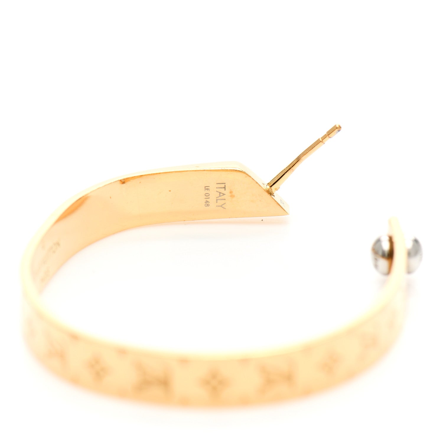 Louis Vuitton Metal Nanogram Hoop Earrings Gold 5 of 5