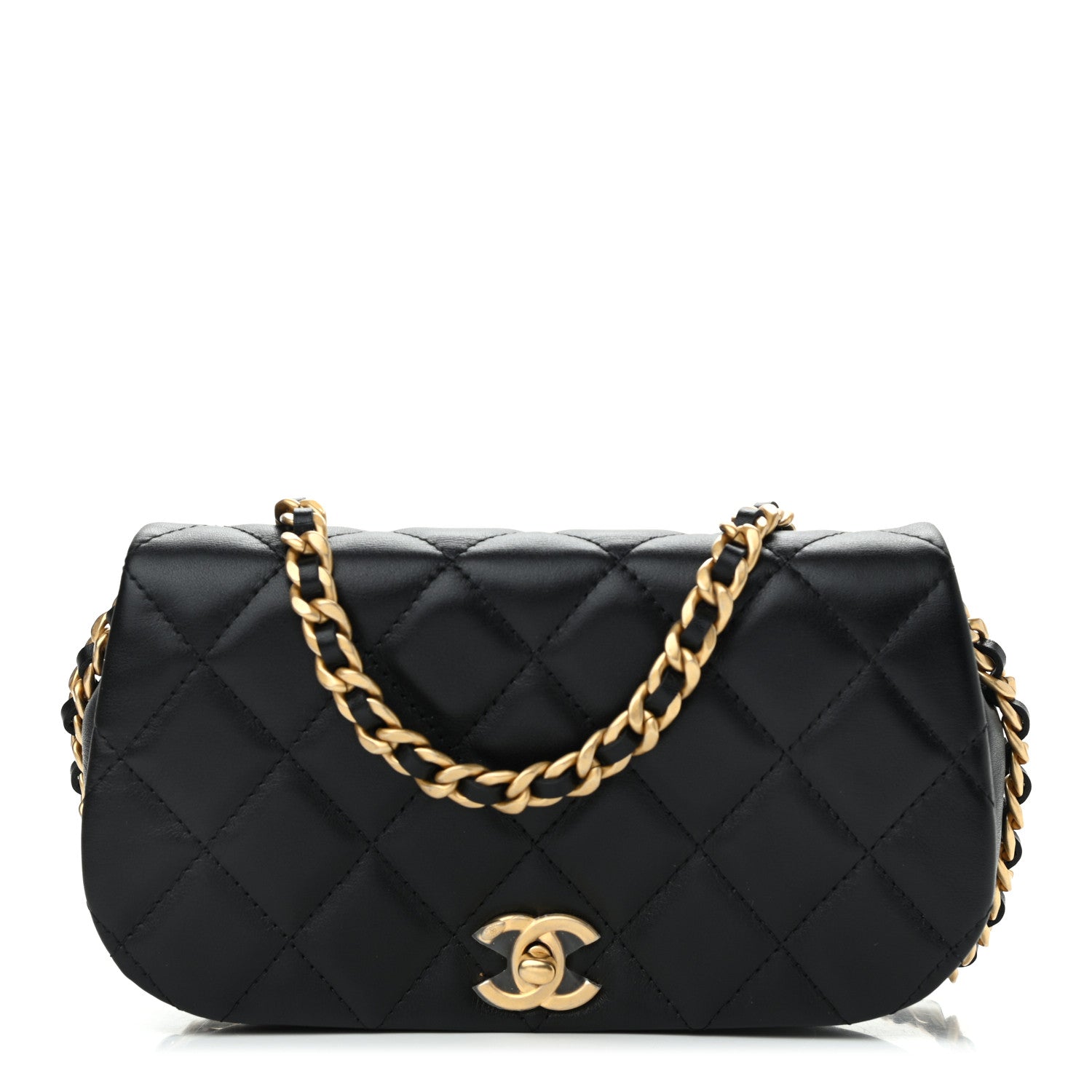 Chanel Calfskin Quilted Coco Mail Clutch With Chain Black 1 of 12