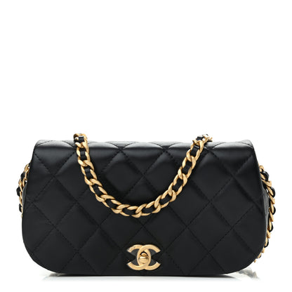 Chanel Calfskin Quilted Coco Mail Clutch With Chain Black 1 of 12