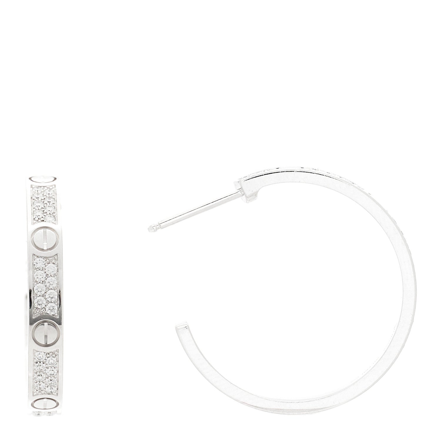 Cartier 18K White Gold Diamond Pave LOVE Hoop Earrings 1 of 4
