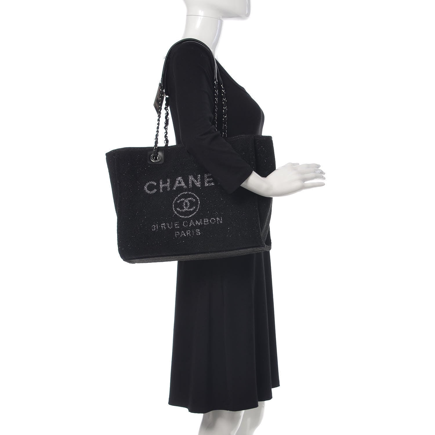 Chanel Lurex Boucle Small Deauville Tote Black 2 of 10