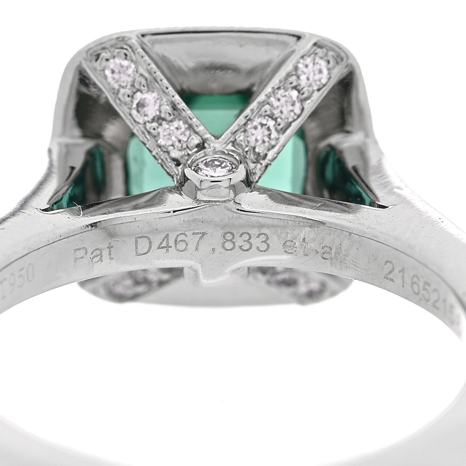Tiffany Platinum Diamond Green Tourmaline Legacy Ring 46 3.75 9 of 10