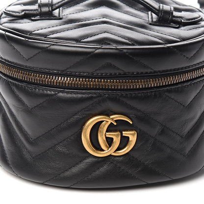 Gucci Calfskin Matelasse Mini GG Marmont Round Backpack Black 9 of 9